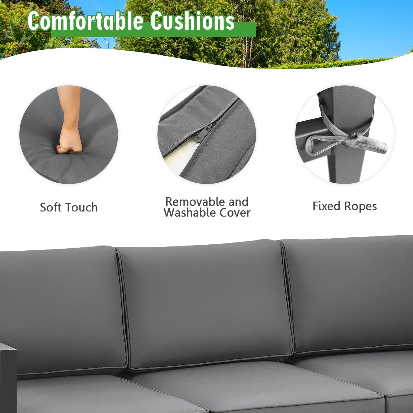 4 Pieces Garden Aluminum Furniture Set with Padded Cushions