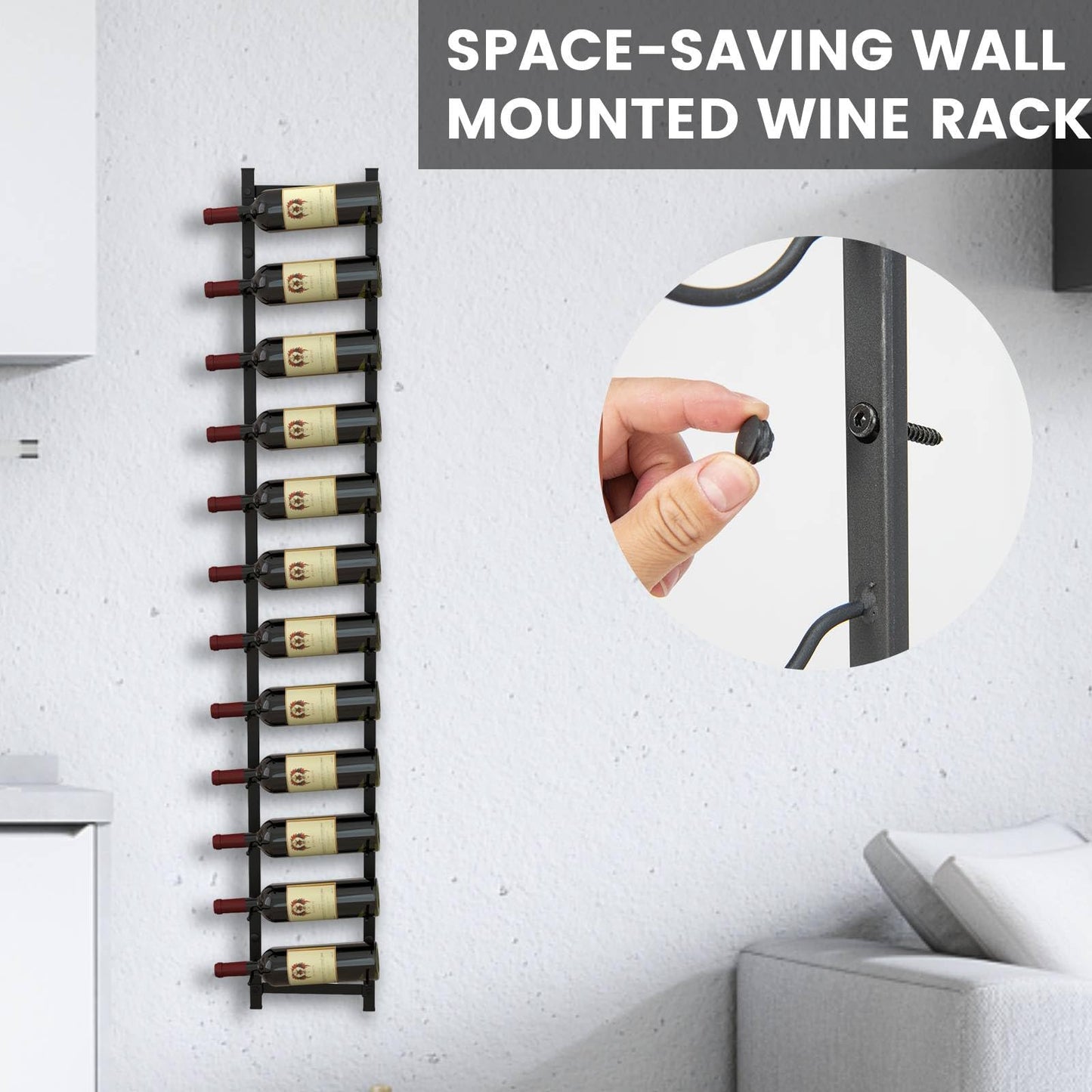 Wall Mounted Metal Wine Rack Organizer for Liquor and Champagne