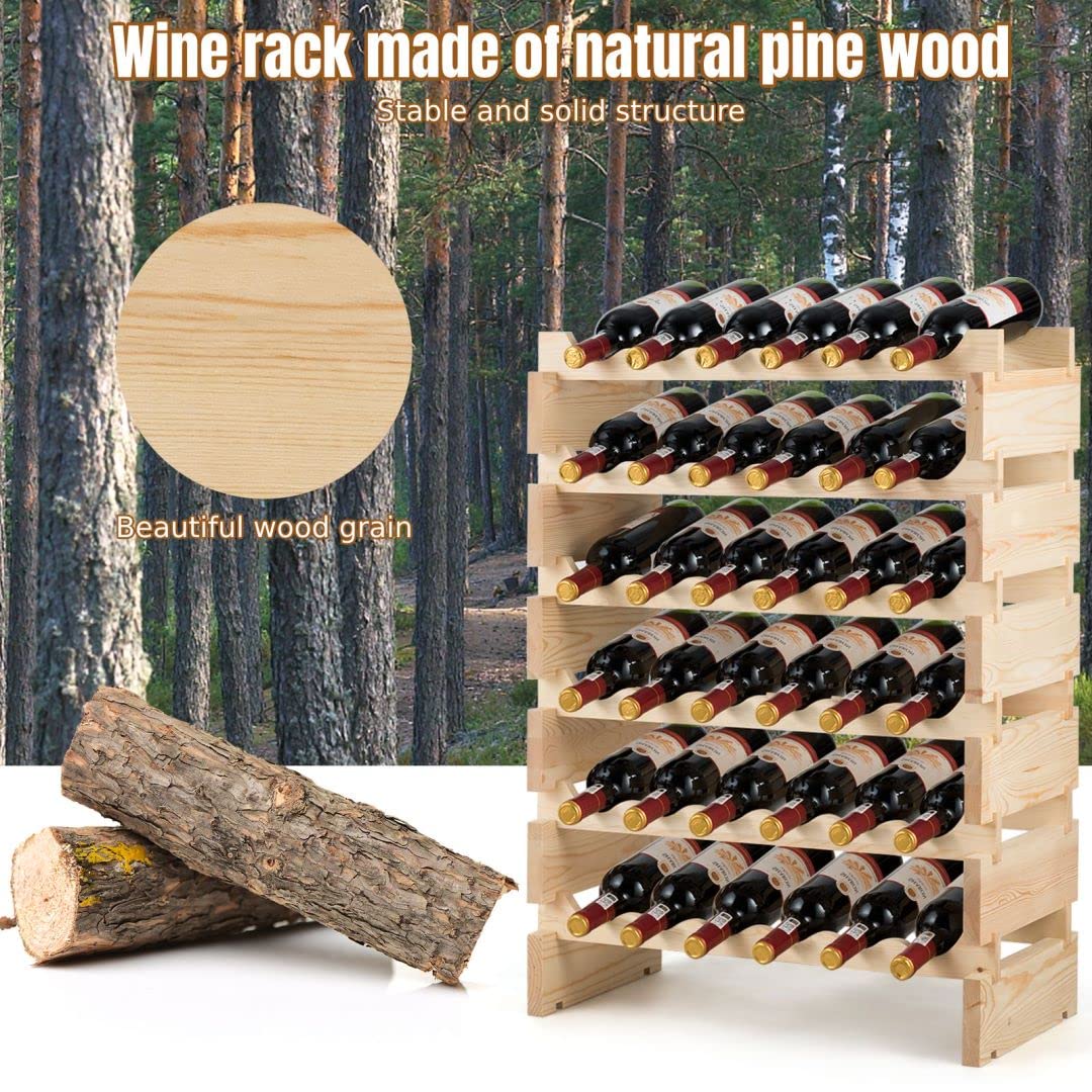 6 Tier Wine Rack with stackable Design for 36 Bottle