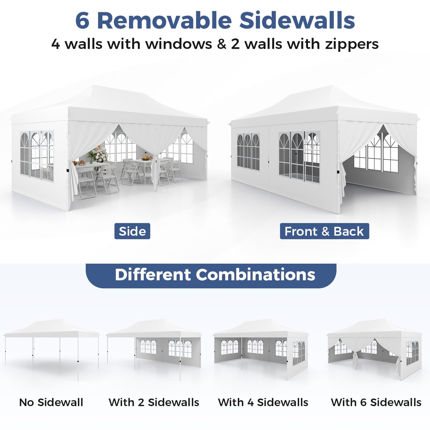 3m x 6m Outdoor Garden Shelter with 6 Sidewalls and Carrying Bag