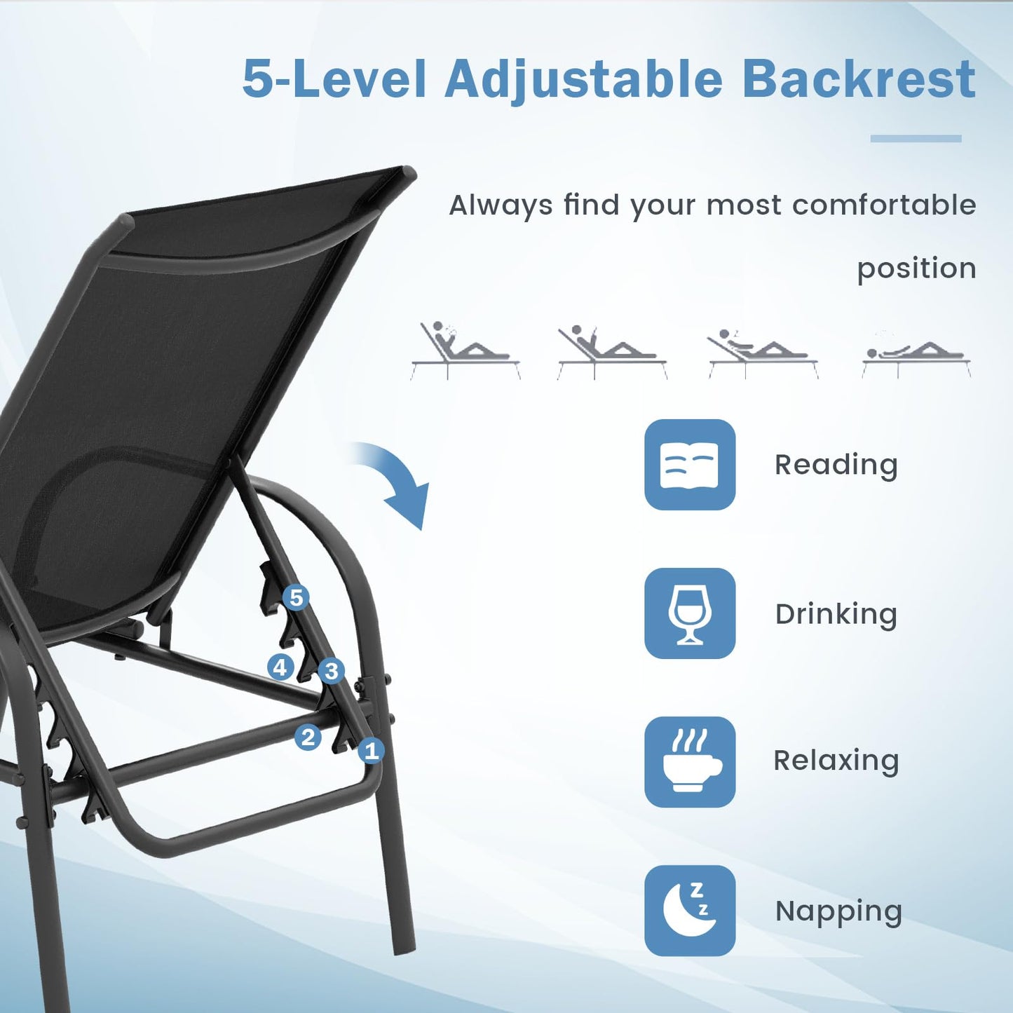 5-Level Adjustable Garden Sun Lounger