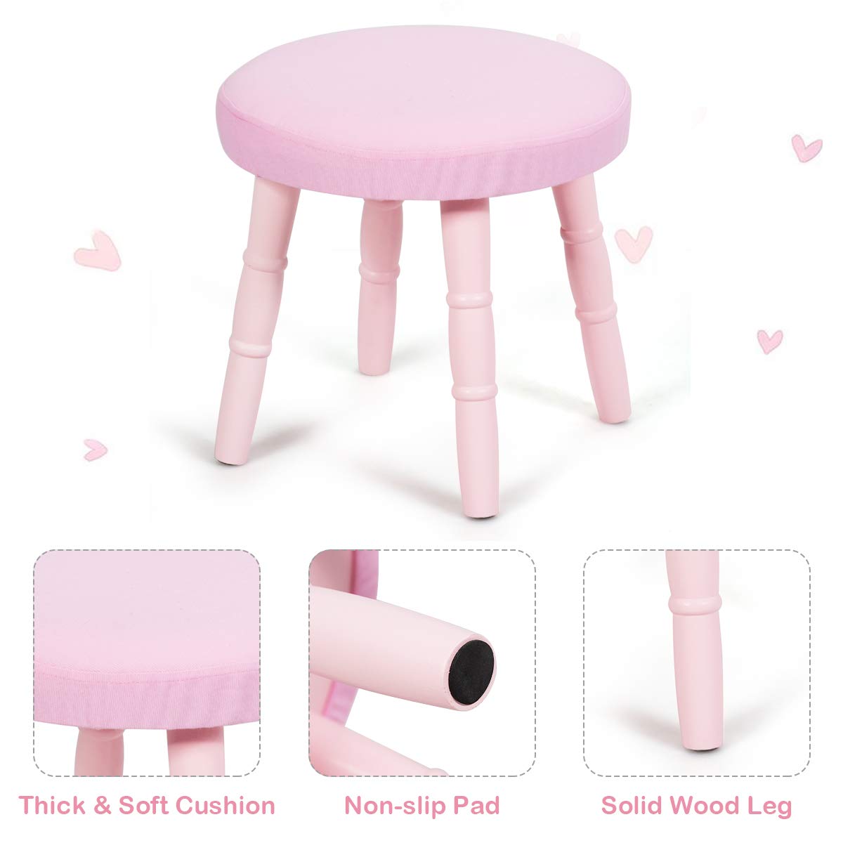 Child's Dressing Table and Cushioned Stool Set
