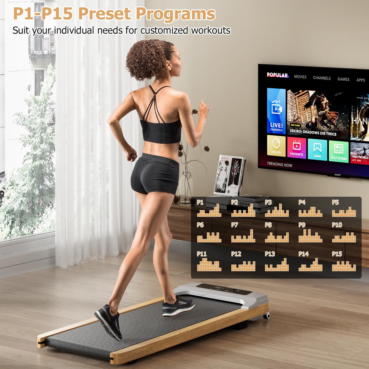 2.25HP Under Desk Treadmill with Remote Control for Home Office