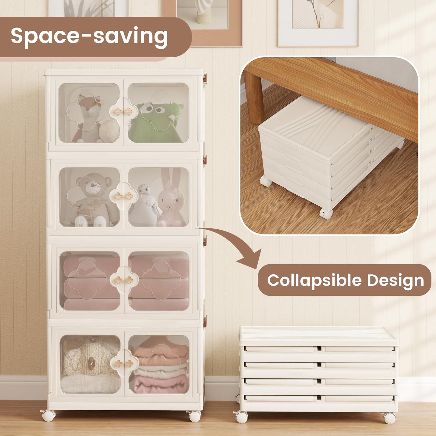 Stackable Storage Containers with Wheels and Lit
