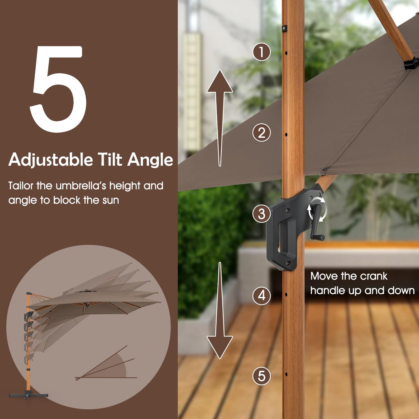 297 cm Outdoor Patio Cantilever Umbrella with 360° Rotation