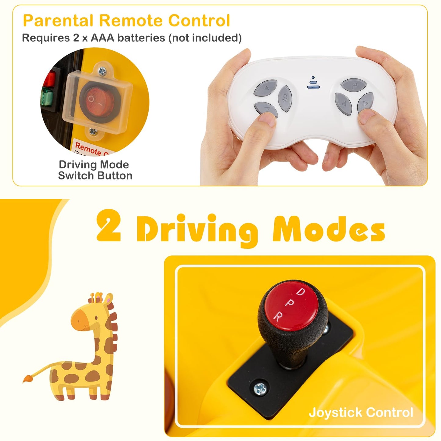 12V Bumper Car Giraffe Toddler 360° Spinning Ride on Toy