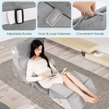 7 PCS Adjustable Support Pillow Set Bed Wedge Pillows with Memory Foam