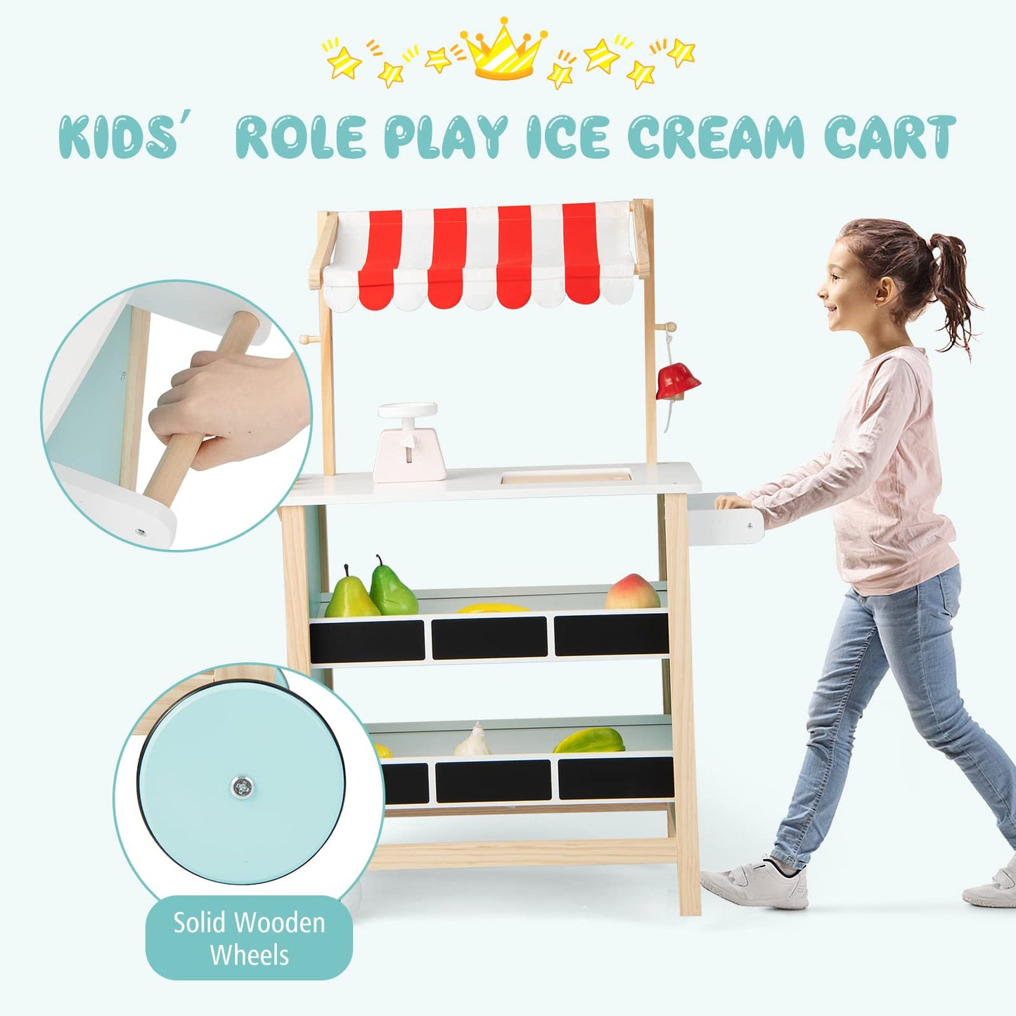 Wooden Pretend Play Kids Grocery Store with Chalkboard