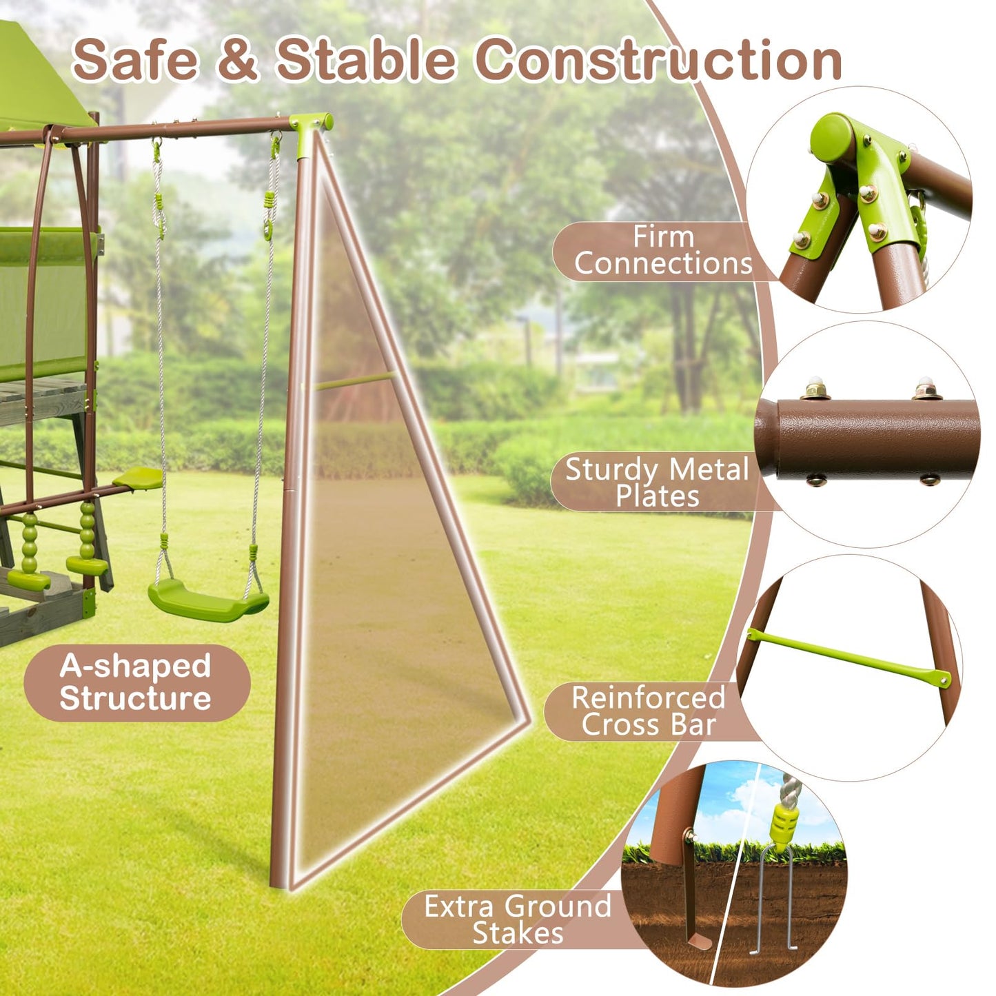 7 in 1 Heavy Duty Metal Swing Stand with Slide