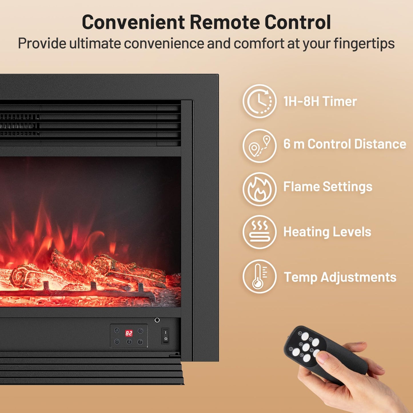 36-Inch Electric Fireplace Insert with Remote Control