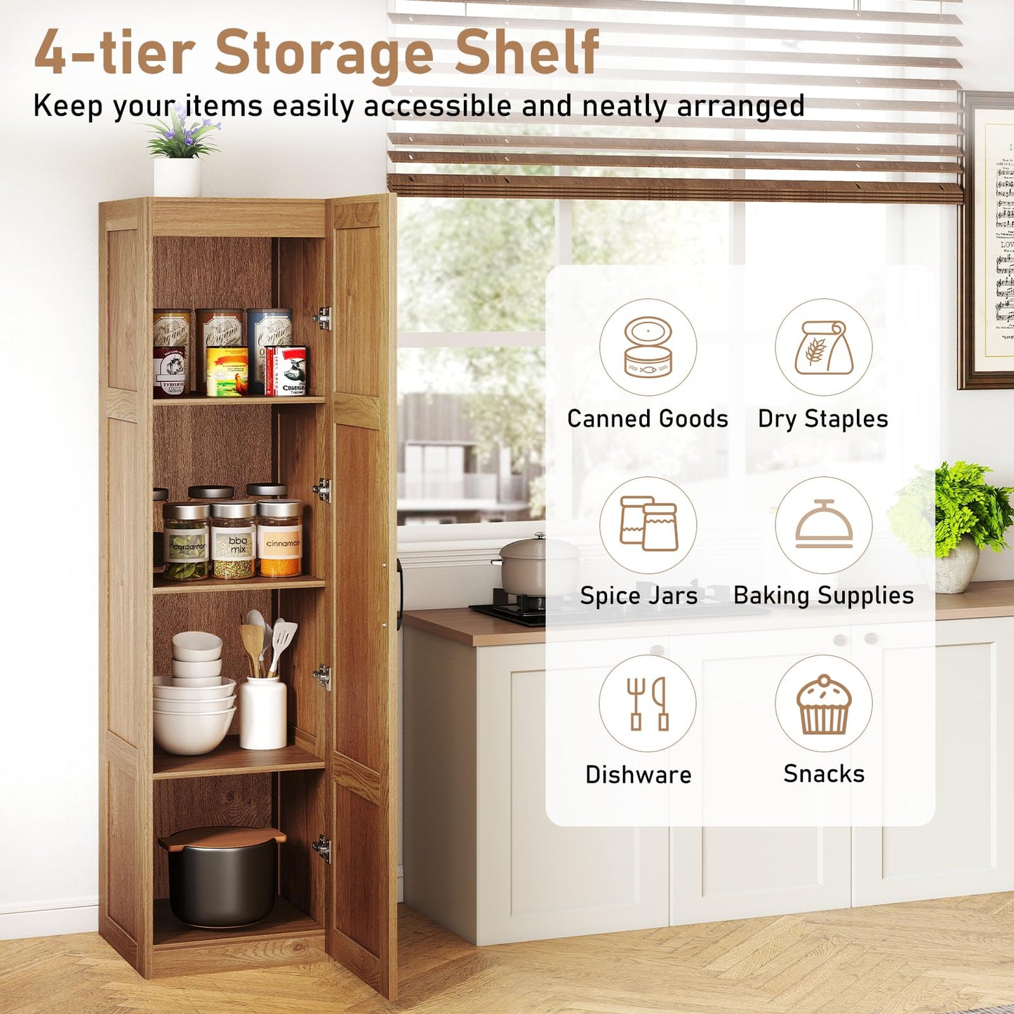 150 cm Tall 4-Tier Freestanding Storage Floor Cabinet