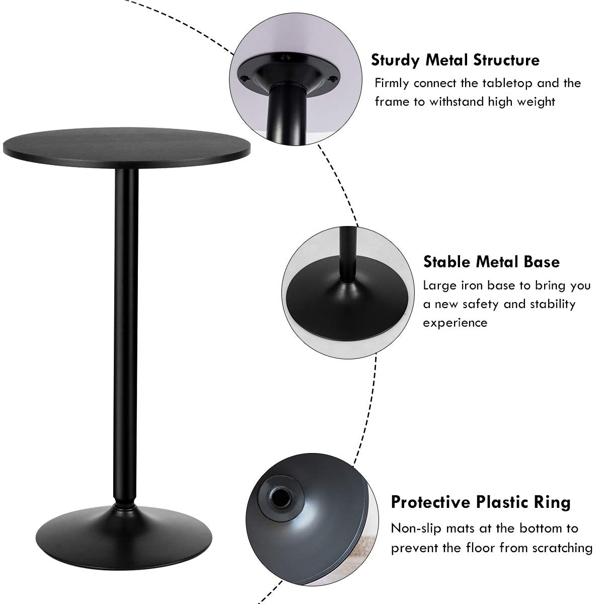 101cm Height Counter Bistro Pub Tables with Fixed Tabletop and Stable Base