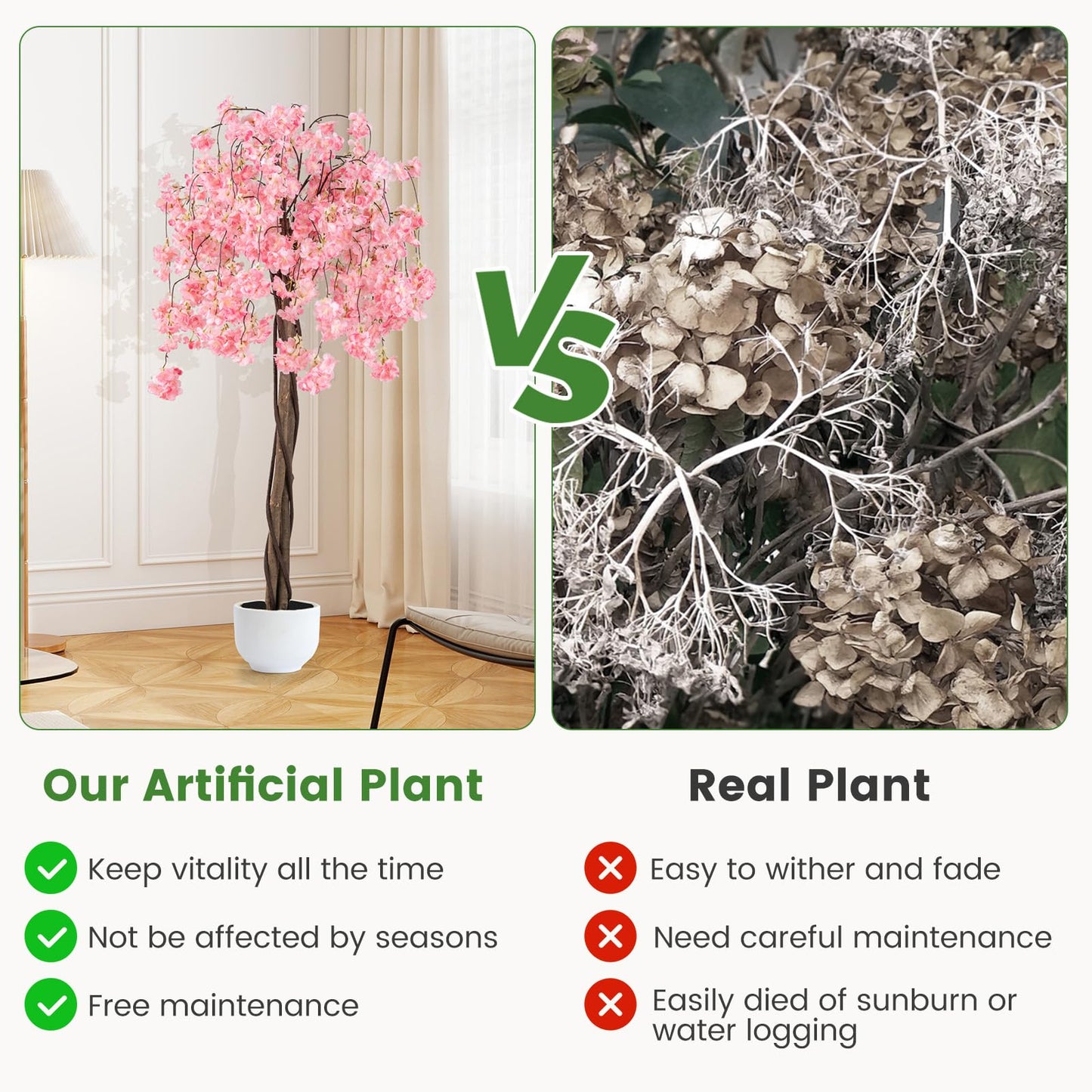 163CM Tall Artificial Cherry Blossom Tree with Flowers