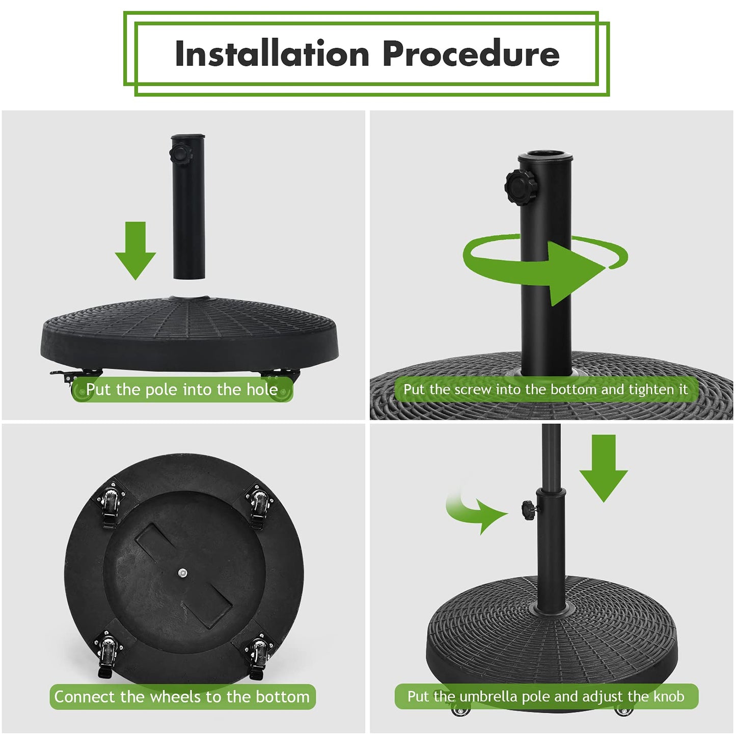 24kg Heavy Duty Resin Parasol Base with Wheels