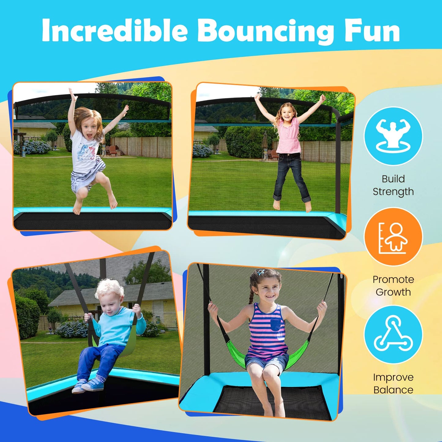 Rectangle Trampoline with Enclosure Net