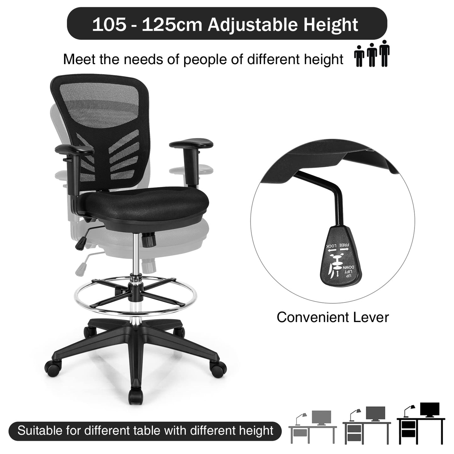 Ergonomic Swivel Office Chair with Adjustable Footrest
