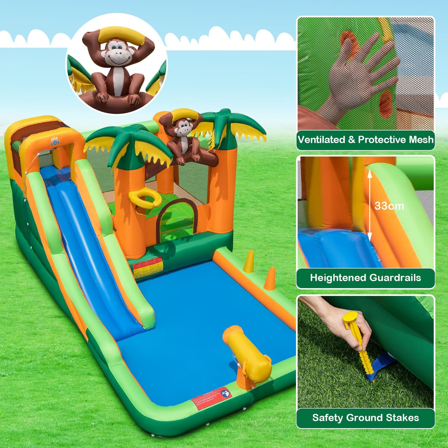 Tropical Themed Kids Bouncy Castle Jumper House for Summer Outdoor Play