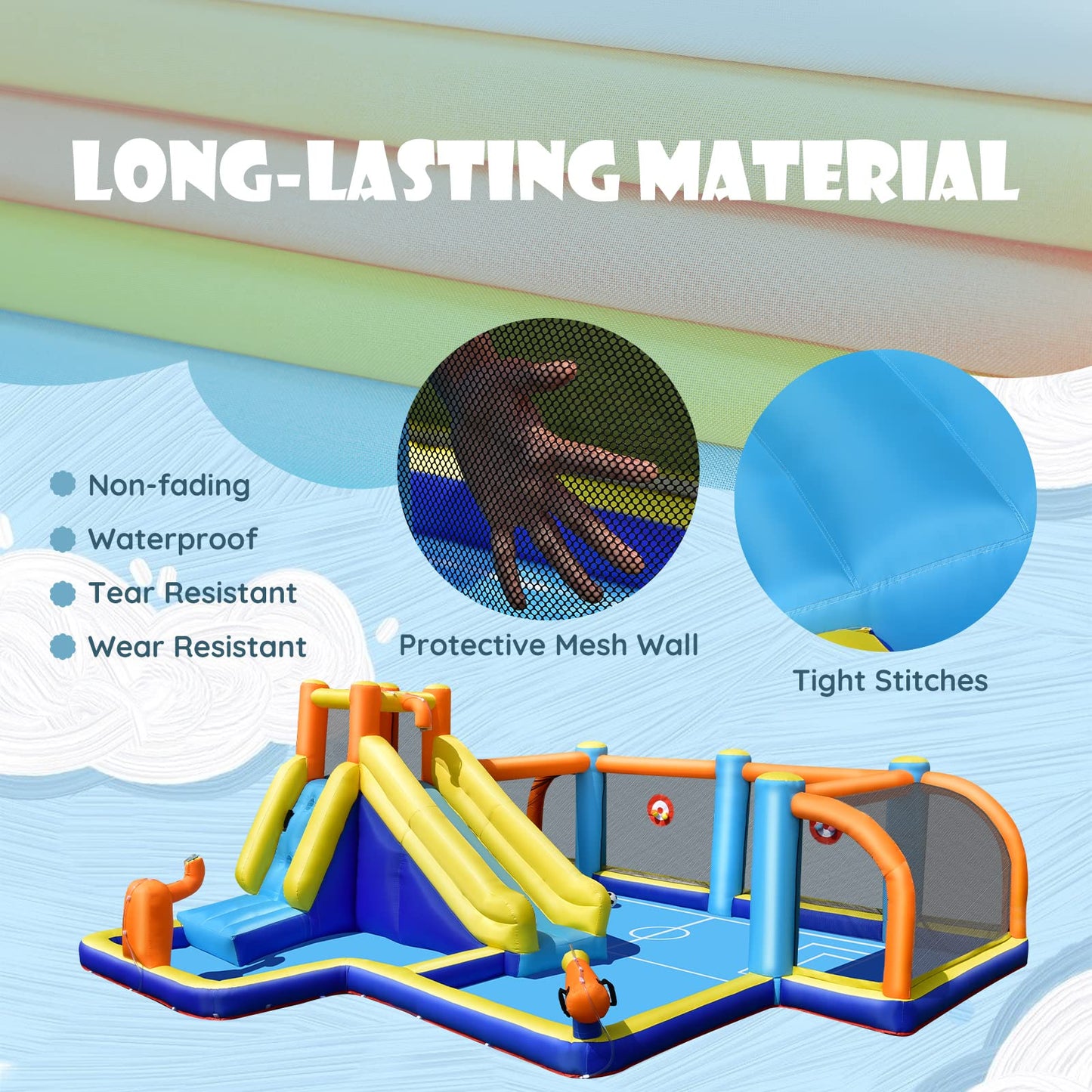 Jumping Bouncy Castle with Climbing Wall for Kids Summer Play without blower
