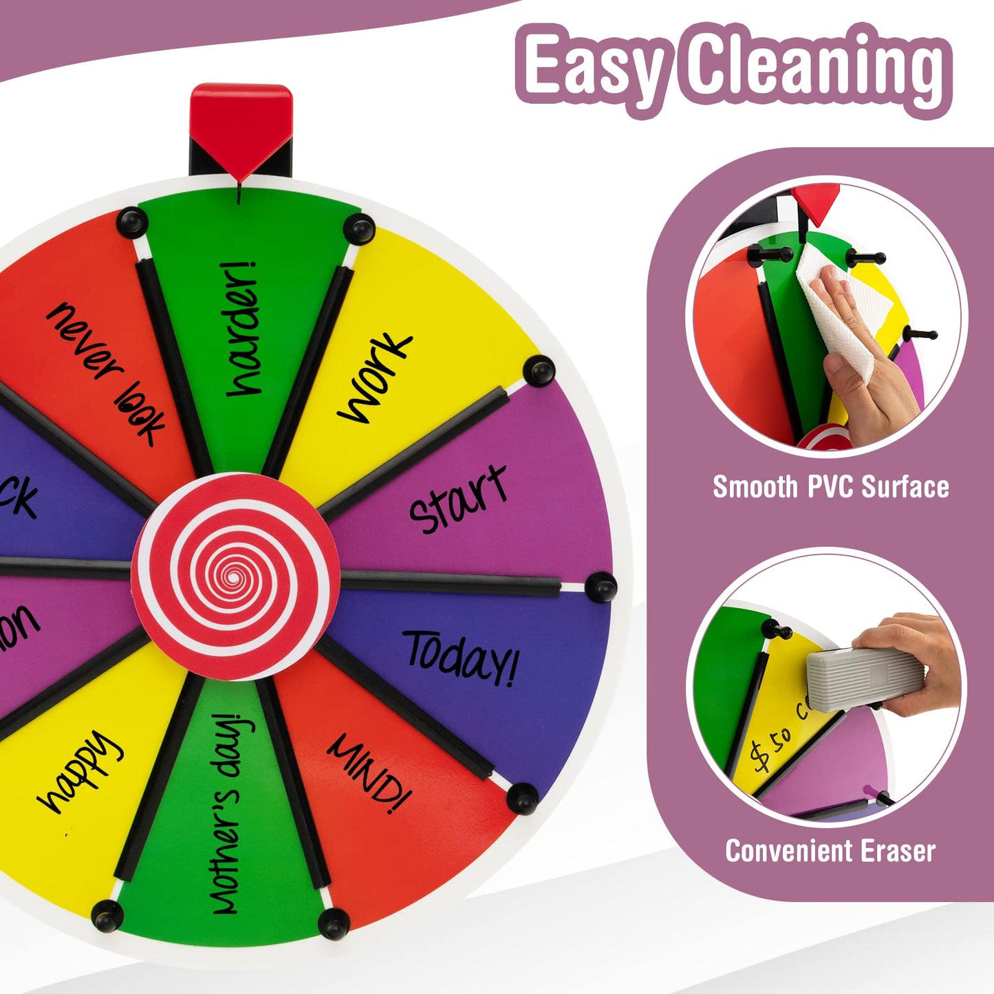 15" Color Prize Wheel with Dry Erase Marker and Eraser