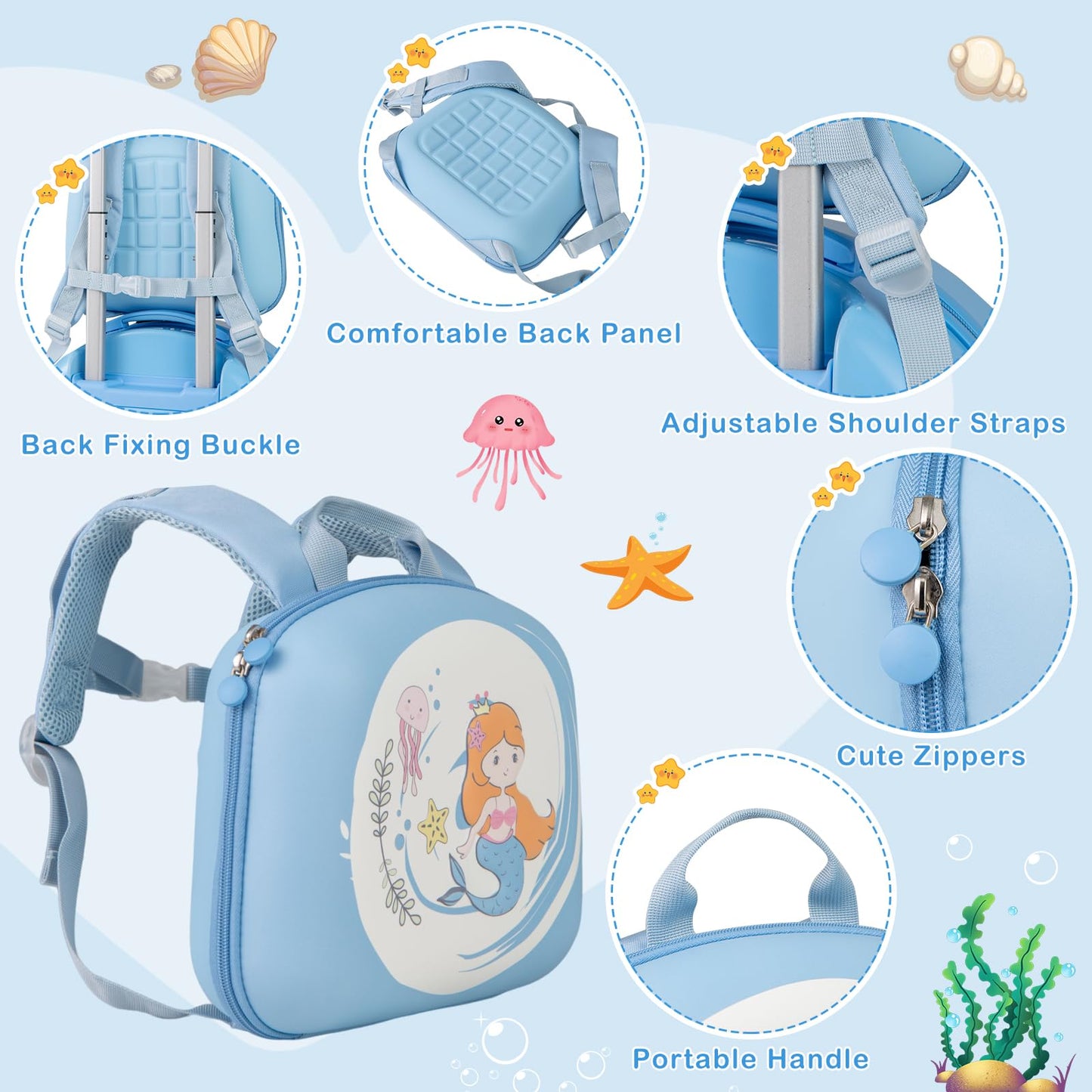 4Pcs Kids Luggage Set Toddler Carry On Luggage Set for Travel School