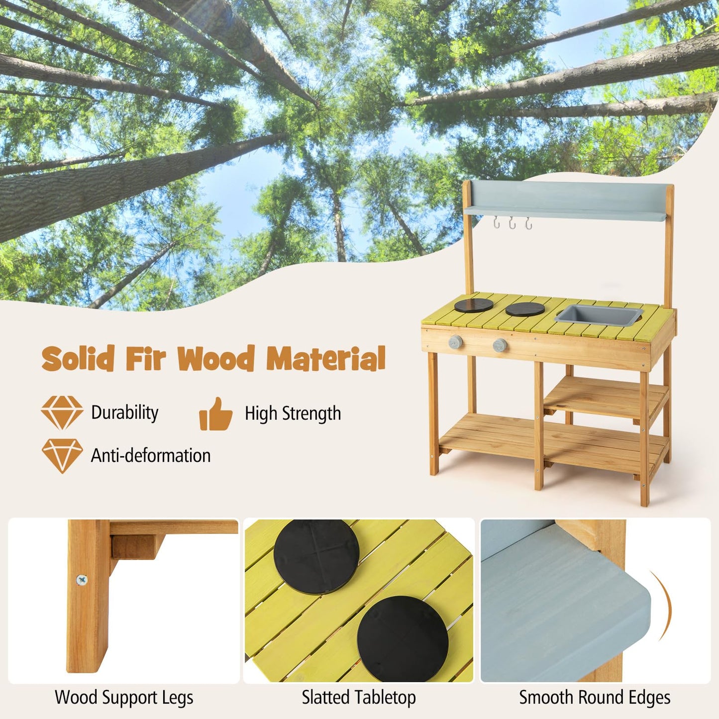 Outdoor Mud Kitchen Set with Removable Water Box