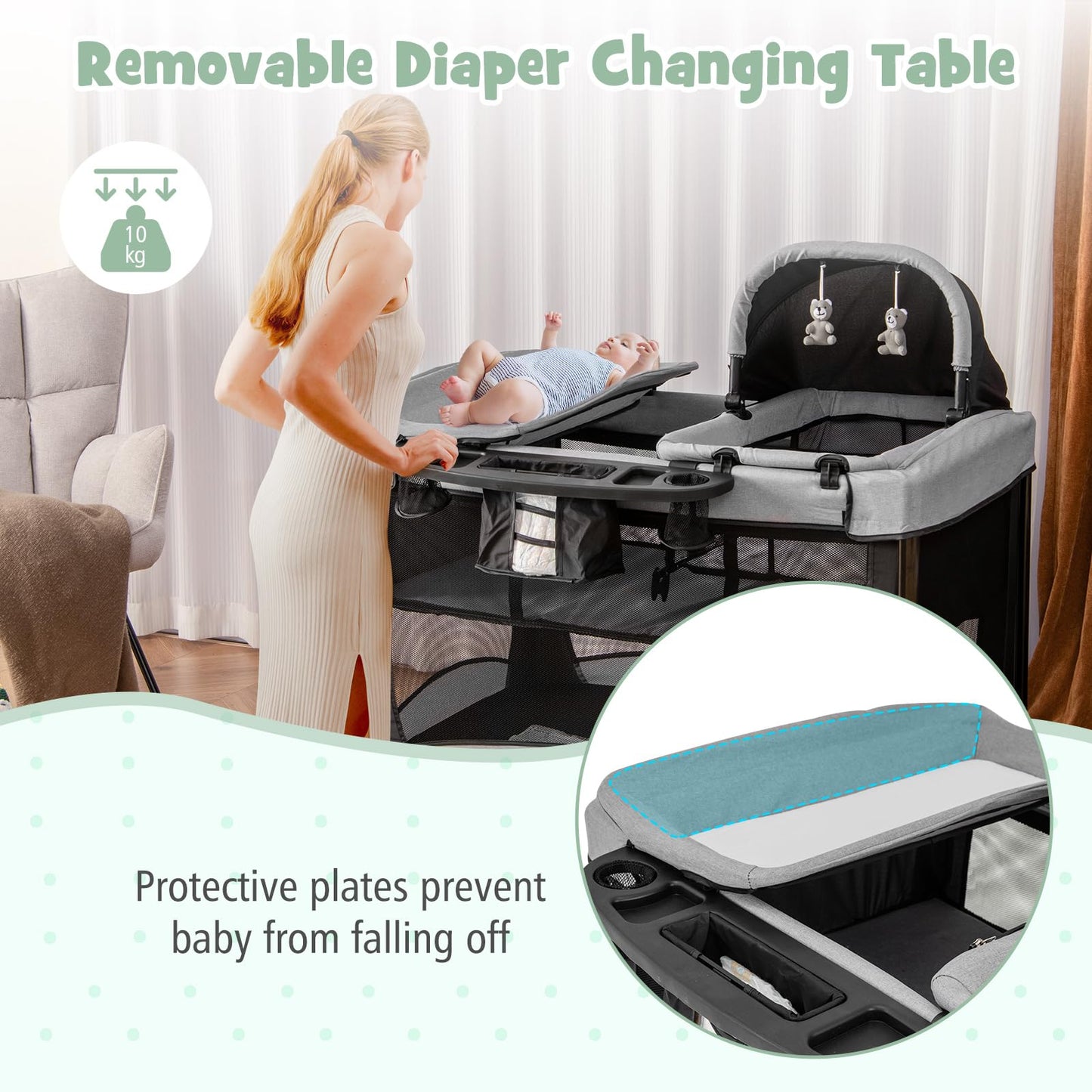Portable Baby Crib Bassinet with Mattress