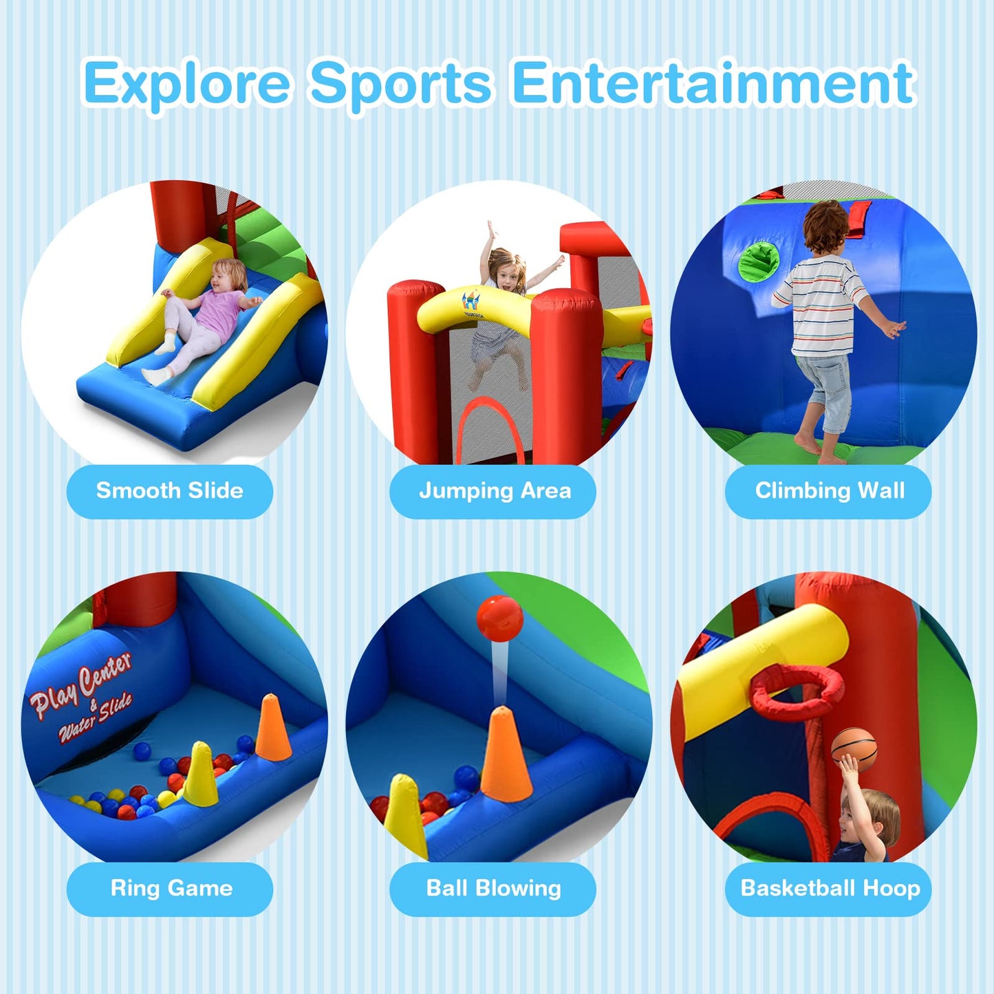 9 in 1 Giant Kids Bounce House with Water Slide without Blower