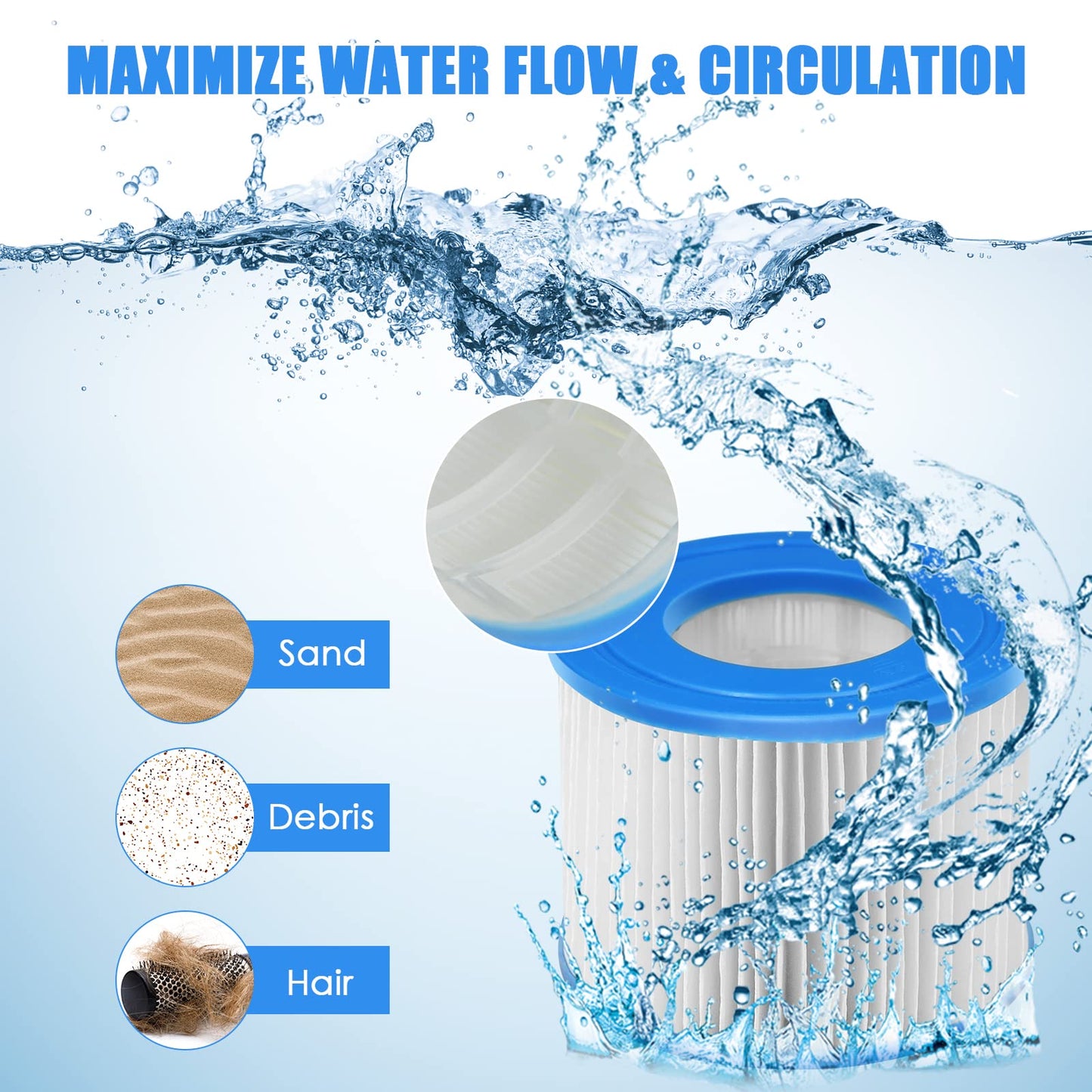 6pcs Replacement Swimming Pool Pump Spa Filters