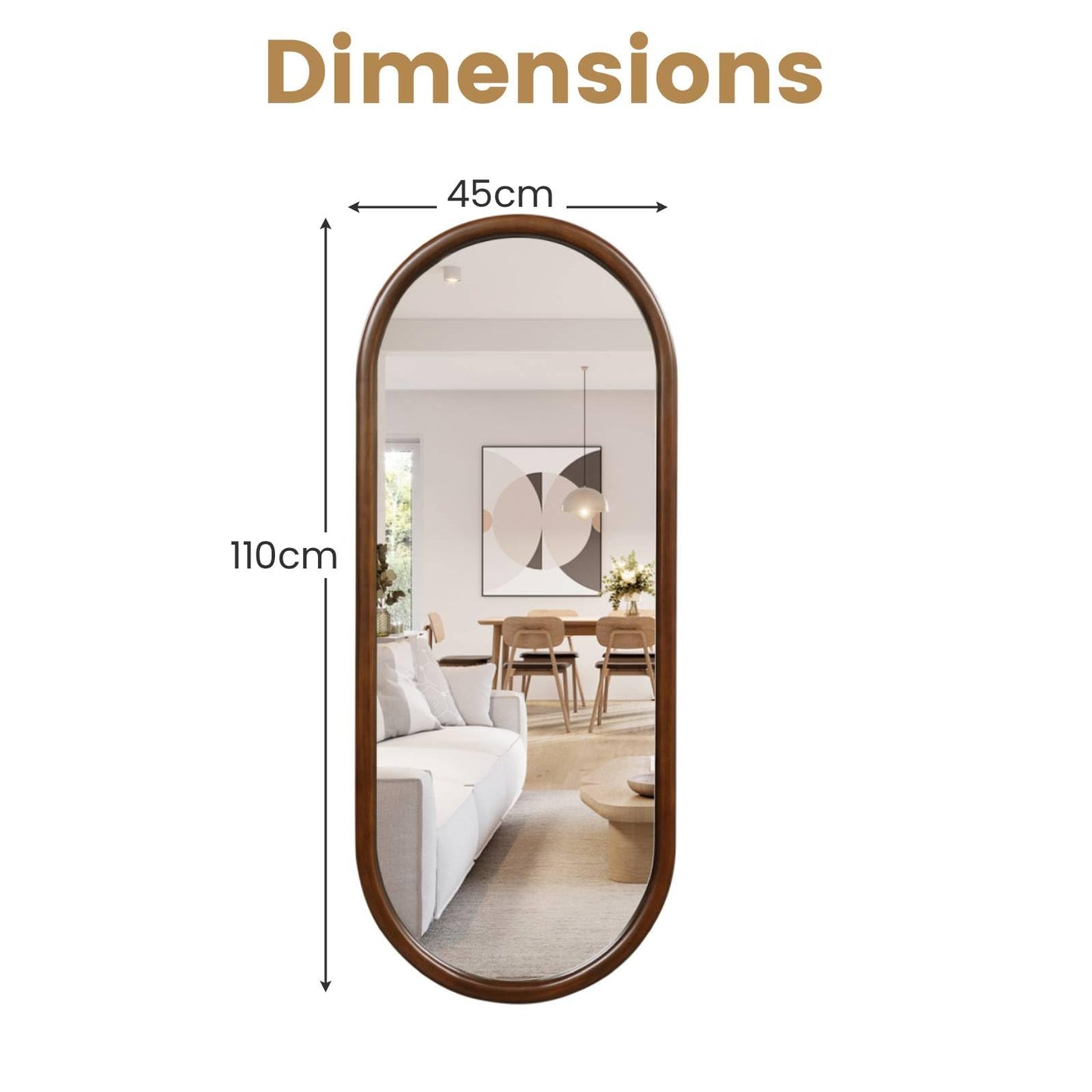 Hanging Mirror Full Length Mirror Wood Frame Wall-Mounted Mirror