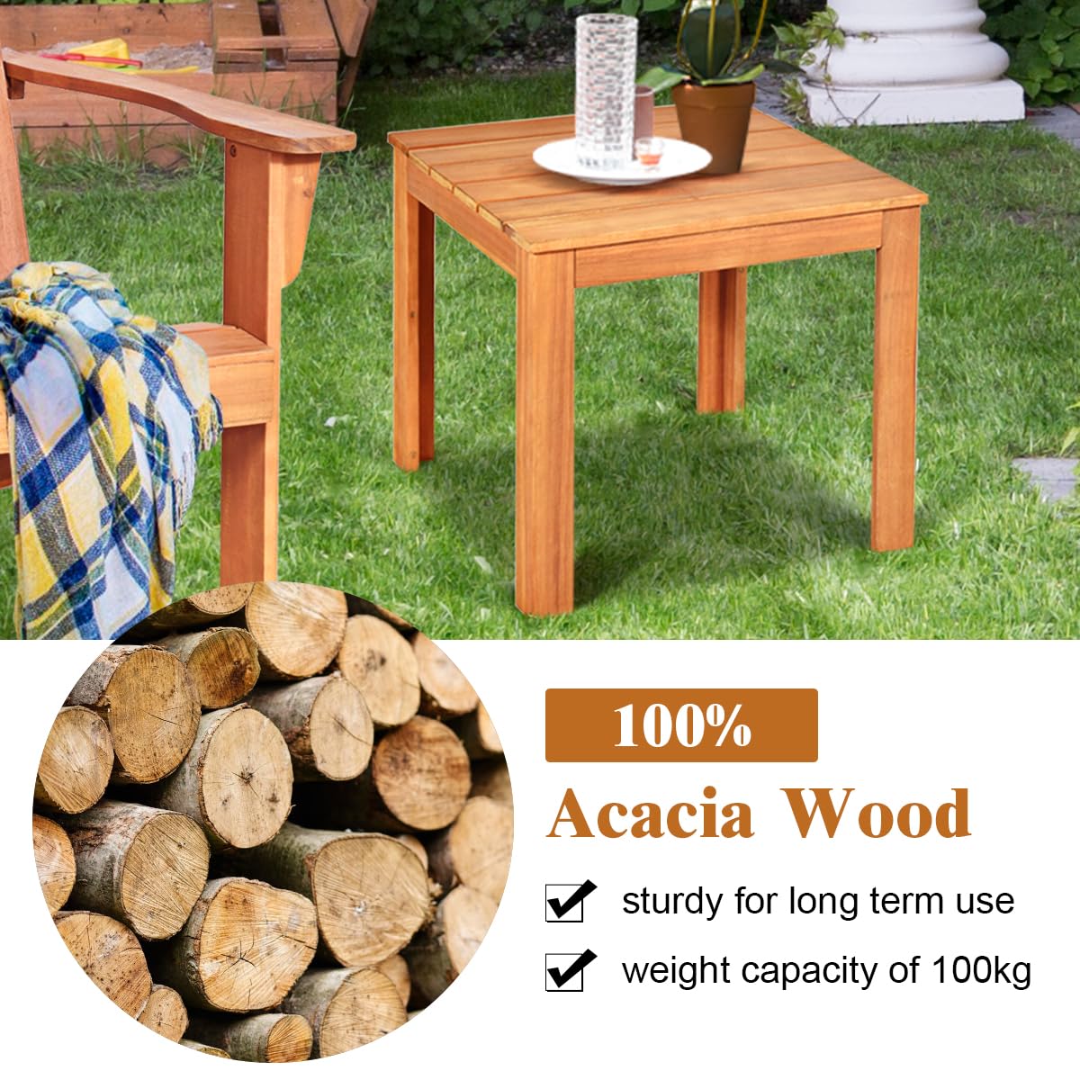 Outdoor Acacia Wood Side Table