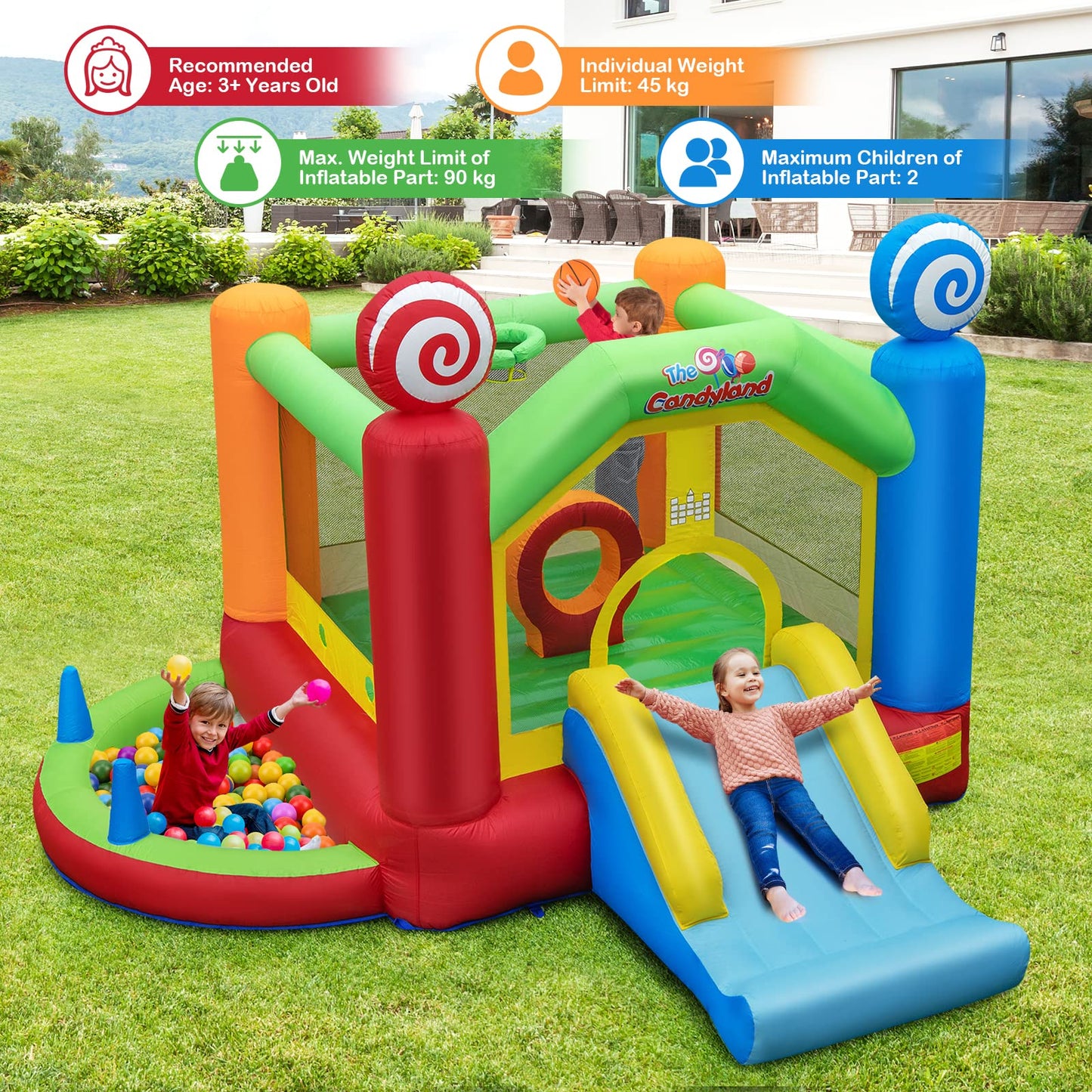 Candy Land Theme Inflatable Bounce House with 680W Blower