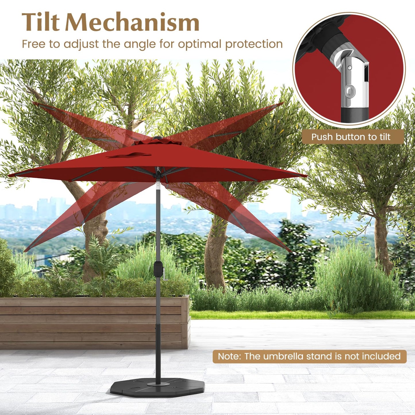 2.7m Waterproof Patio Umbrella with Tilt & Crank Handle