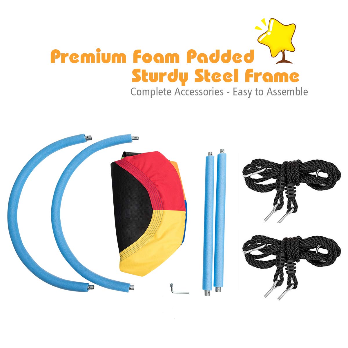 60 inch Kids Nest Swing with Adjustable Hanging Ropes