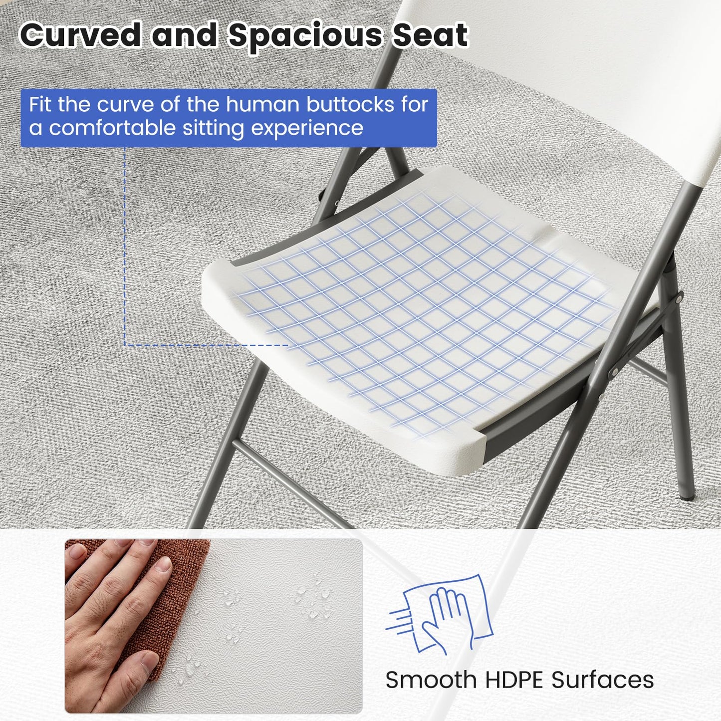 HDPE Portable Dining Chairs Set of 4 with Contoured Seat