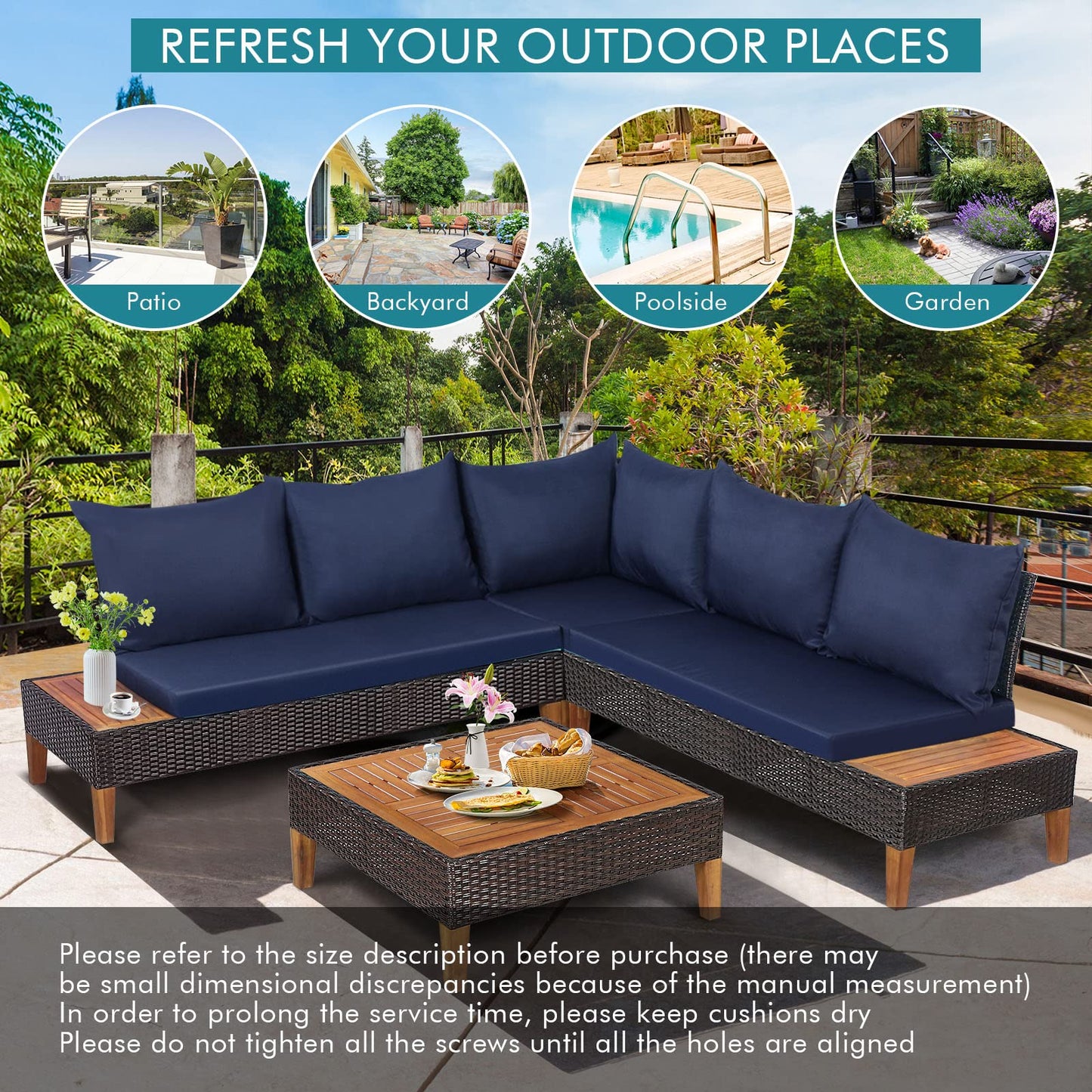 5 Seater Garden Rattan Corner Sofa Set