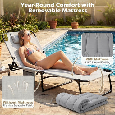 Garden Sunbed Sunbathing Recliner Outdoor Chaise Lounge Chair