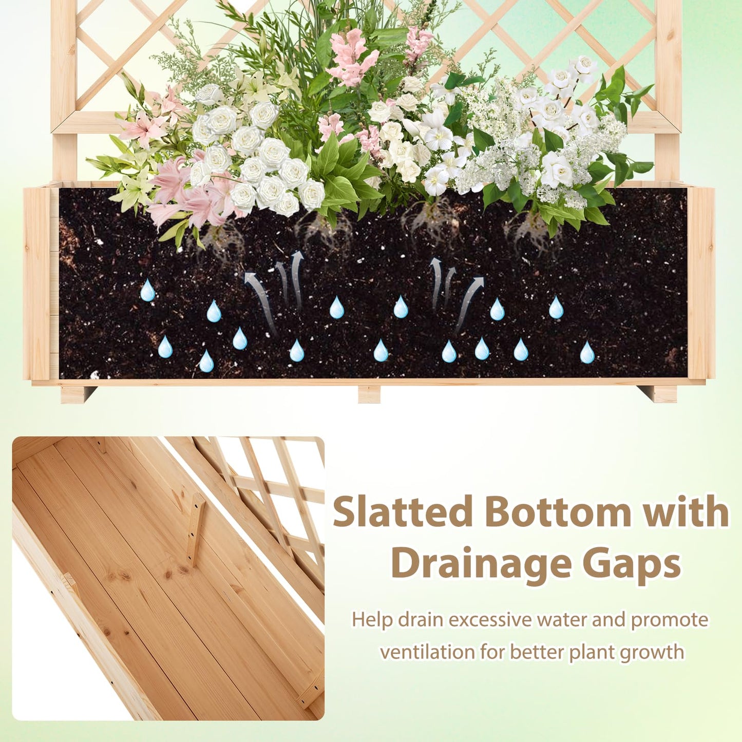 Freestanding Raised Garden Bed for Climbing Vine Plant Flower Vegetable