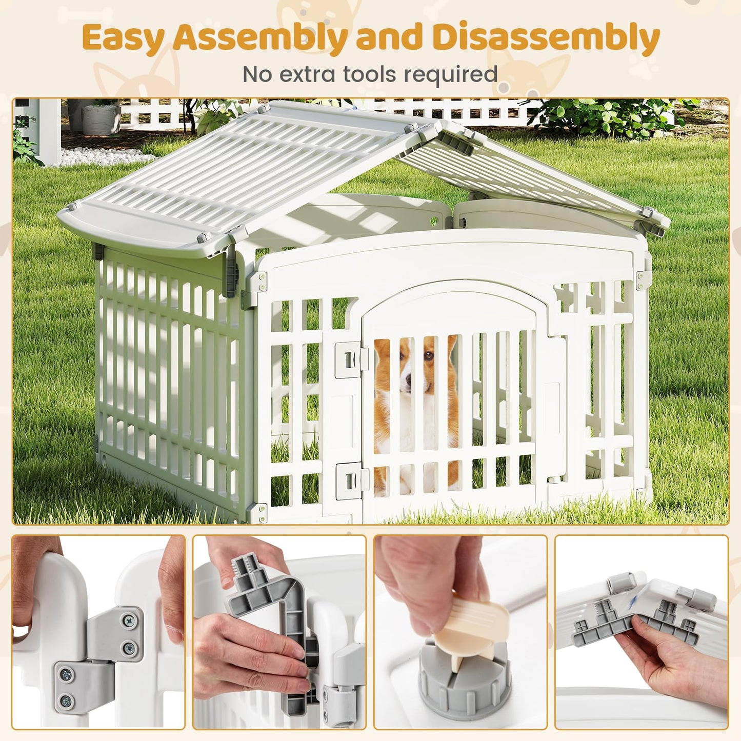6-Panel 60cm Plastic Dog Playpen for Medium and Small Dogs
