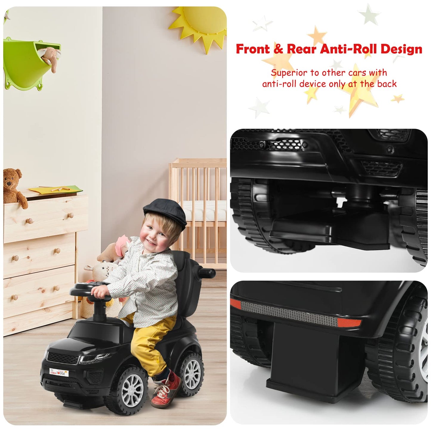 3 in 1 Kids Ride on Push Car