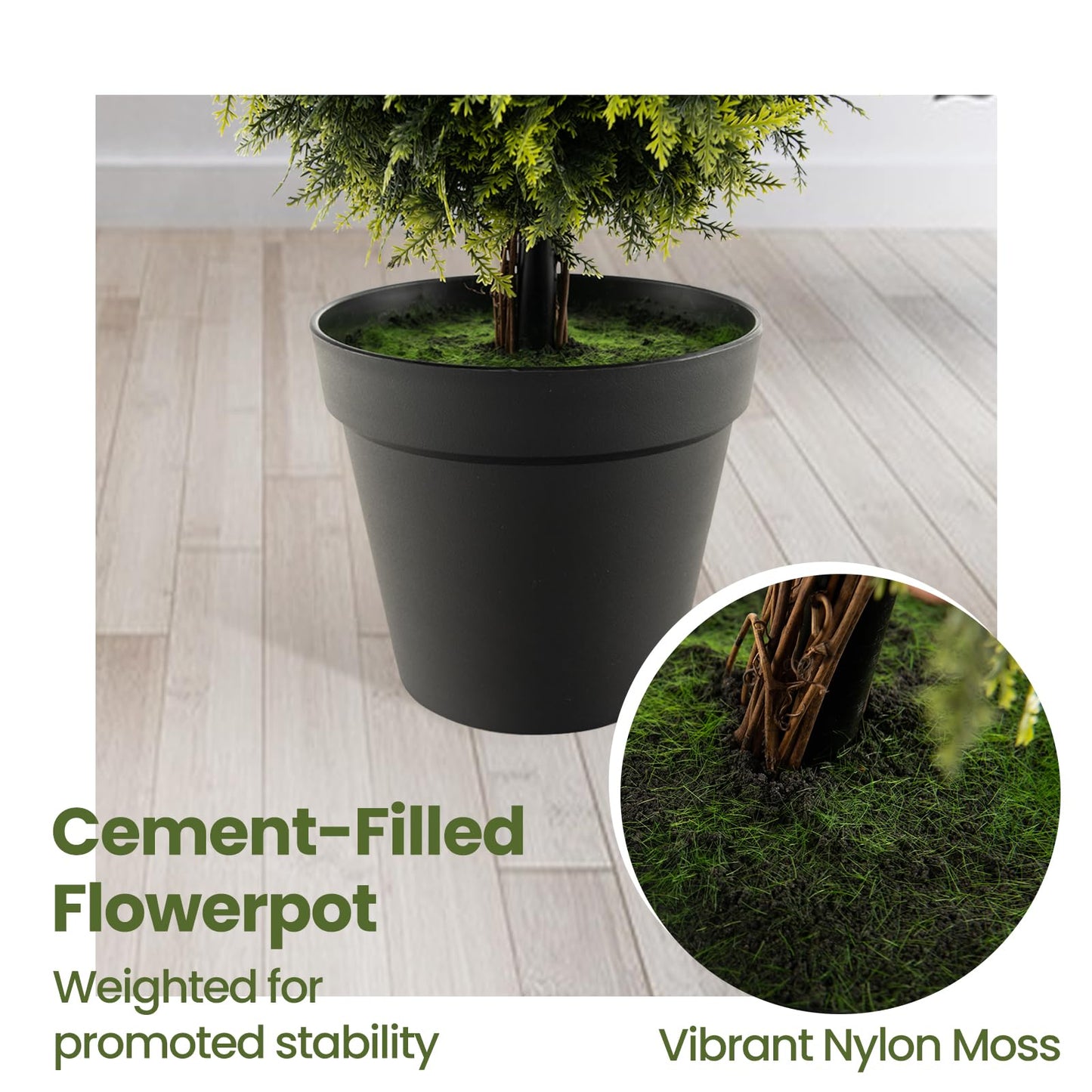 120 CM Artificial Boxwood Topiary Tree with Cement-Filled Flowerpot