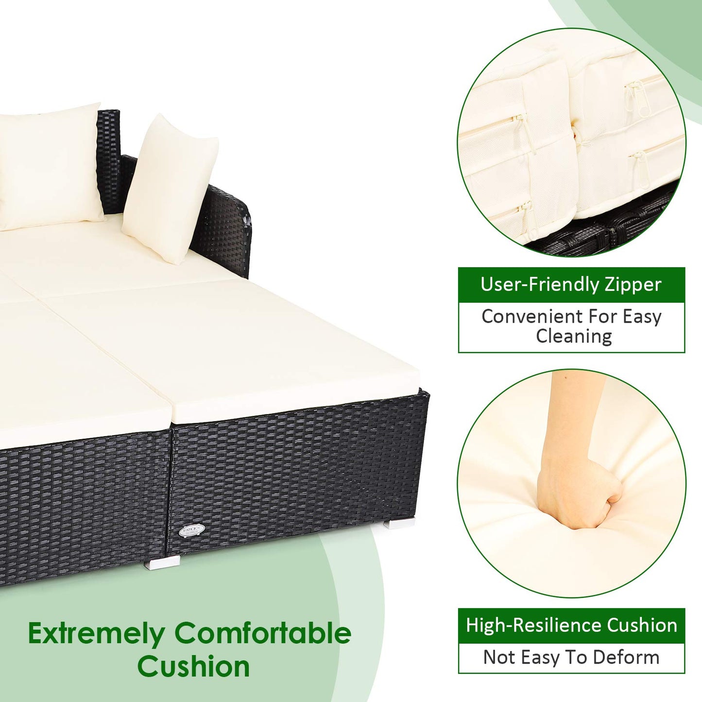 Outdoor Sun Lounger Patio Conversation Recliner with Upholstered Cushion