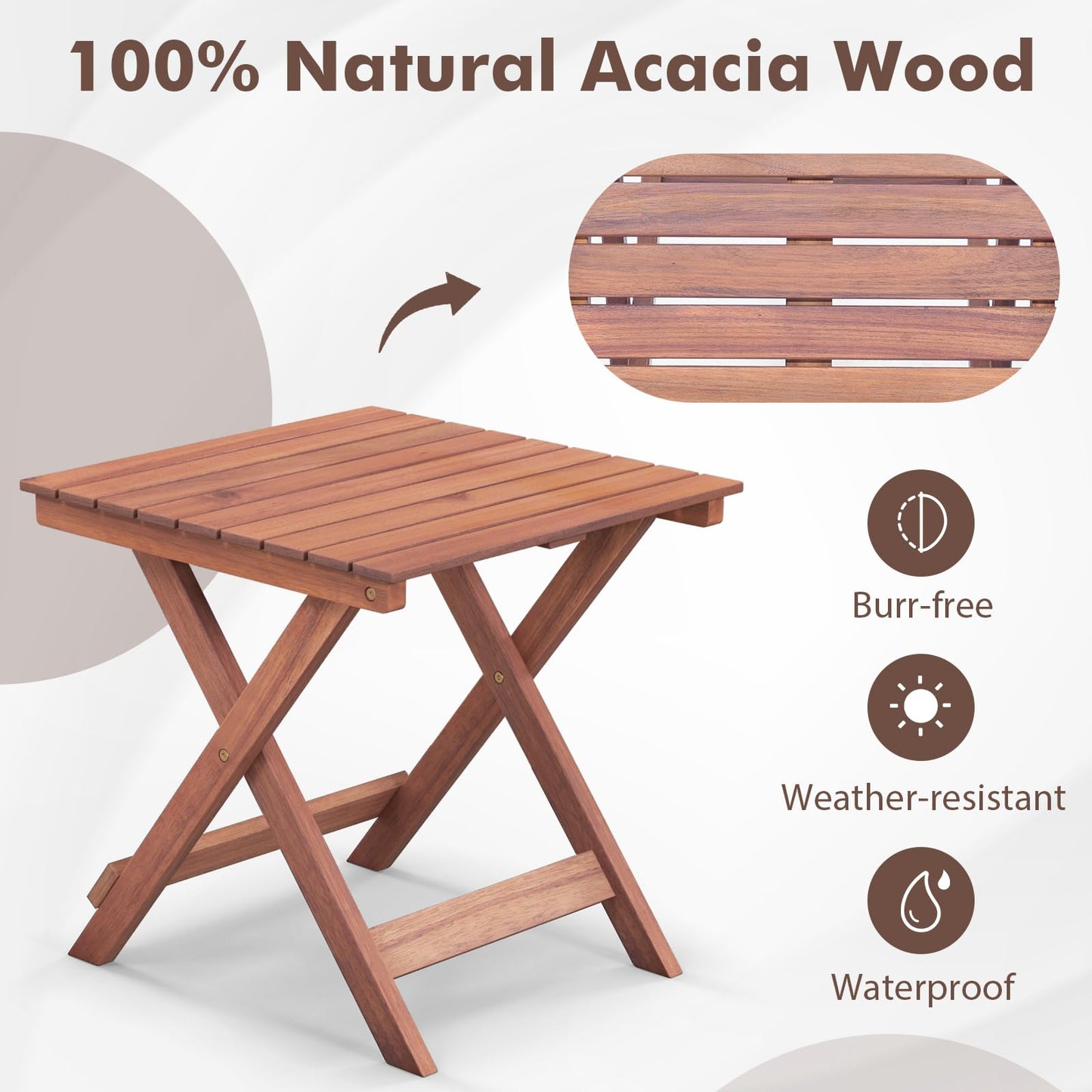 Folding Square Weather-Resistant Indoor Outdoor End Bistro Snack Table