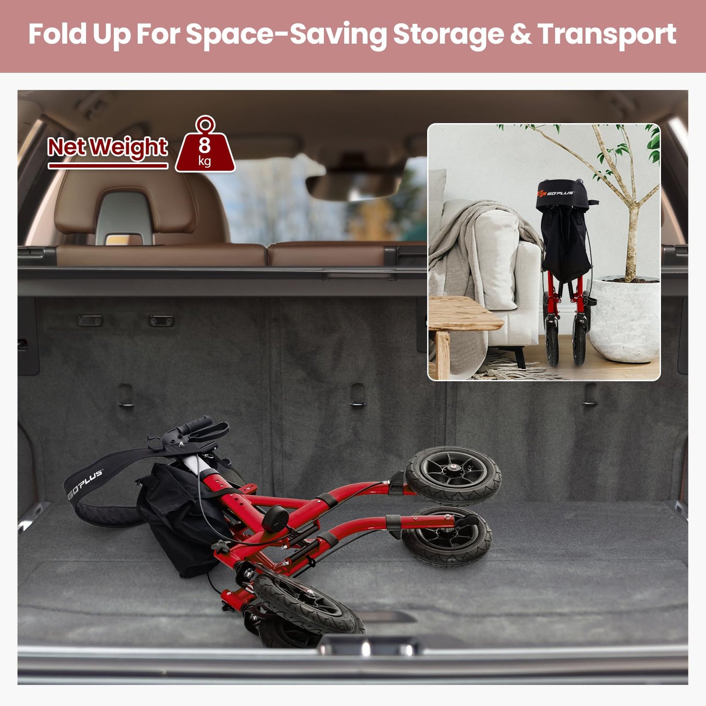 Height Adjustable Rolling Walker with Seat