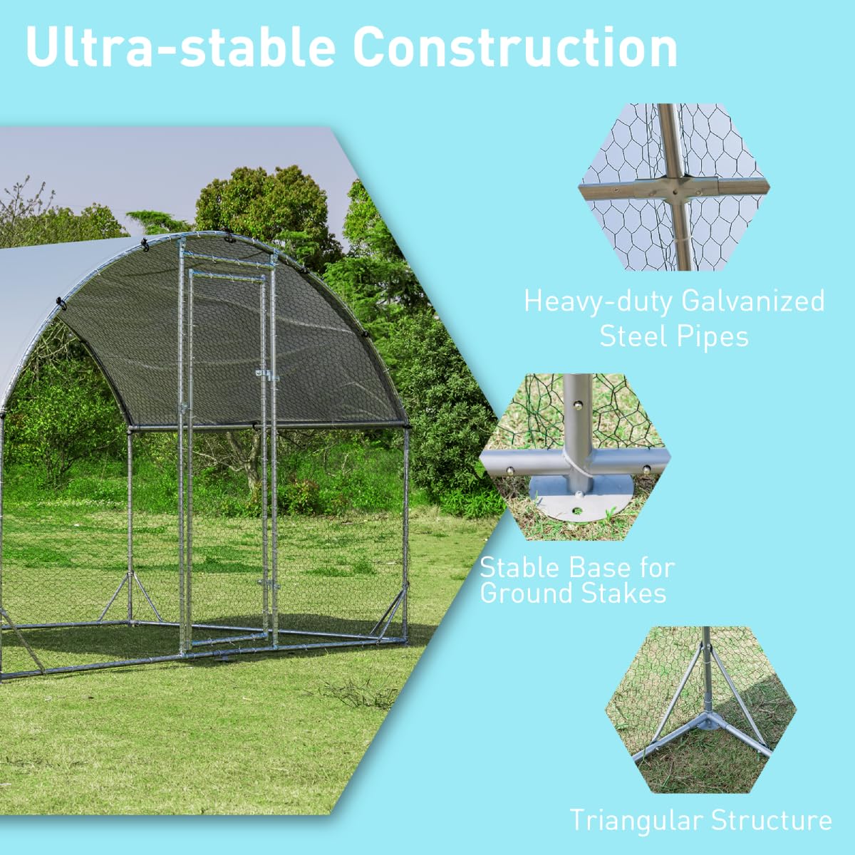 Round-Shaped Walk In Chicken Coop with Waterproof and Sun Protection Cover