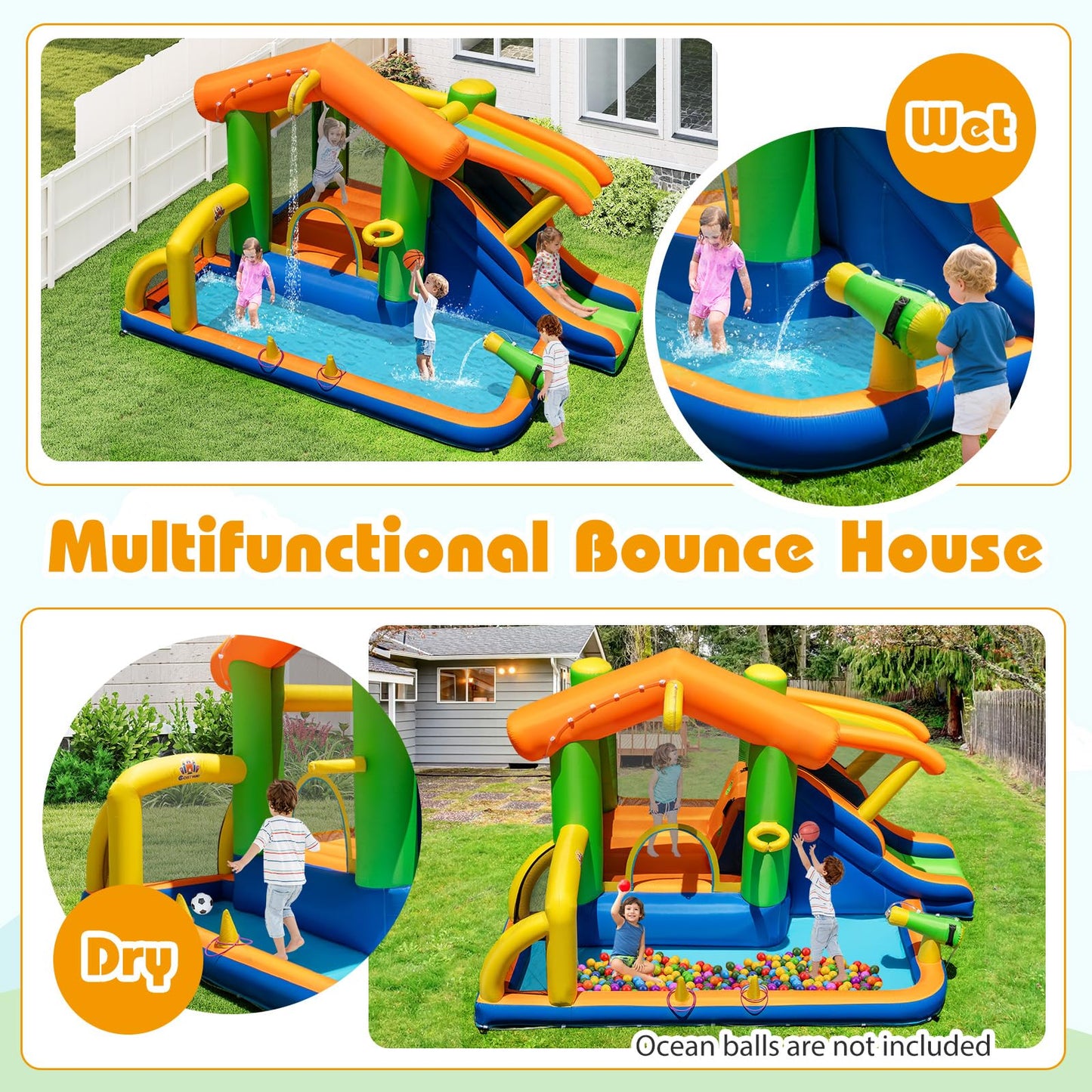 8 in 1 Kids Bouncy Castle with Slide