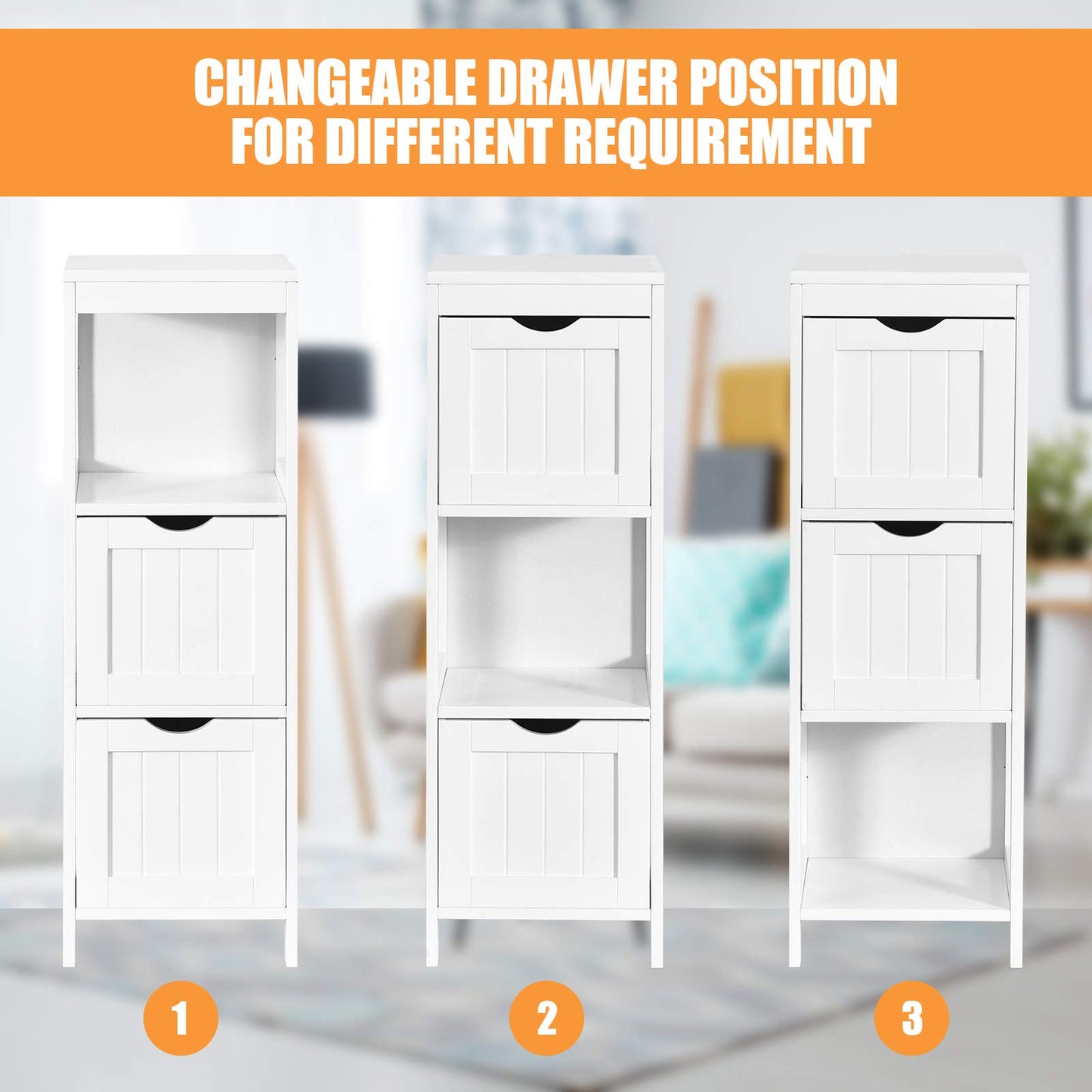 Bathroom Storage Cabinet with 2 Removable Drawers and Open Shelf
