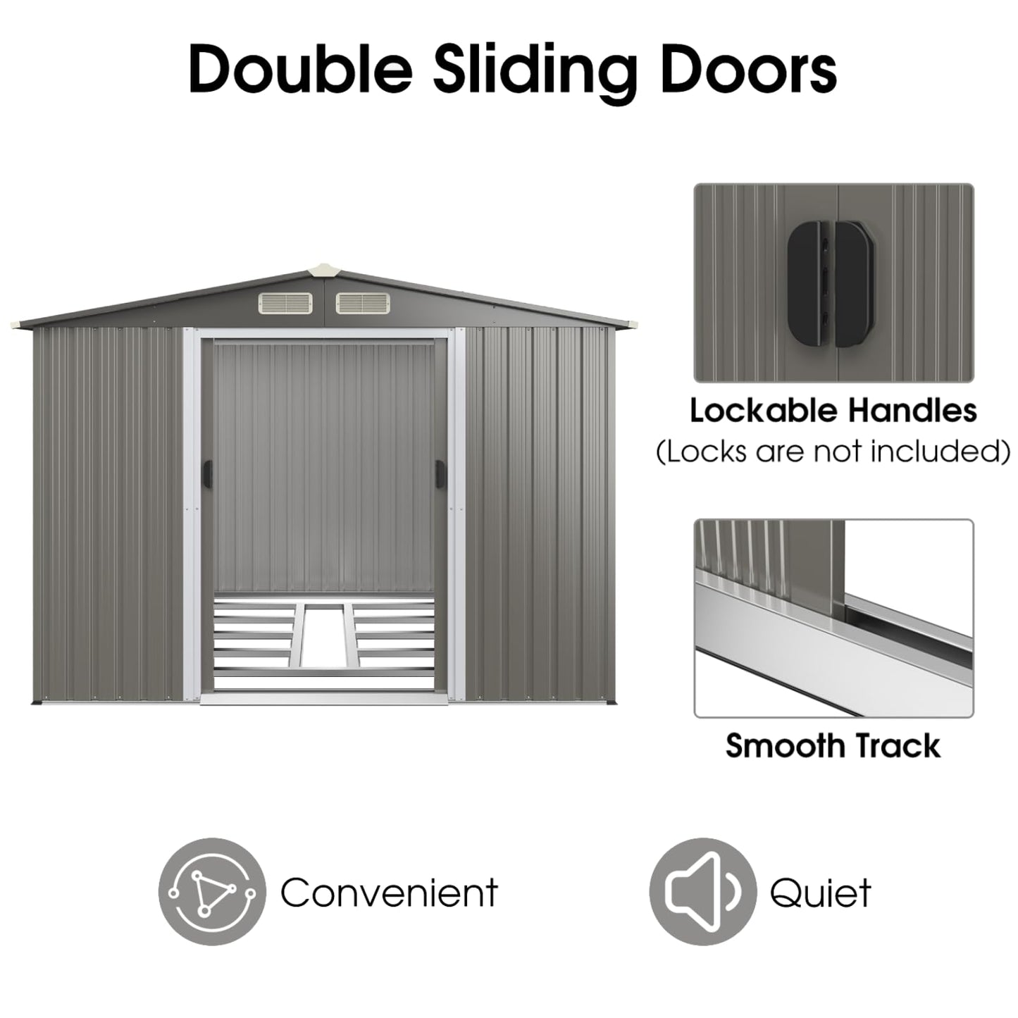 GiantexUK Metal Garden Shed (8.5x7FT, Light Grey)