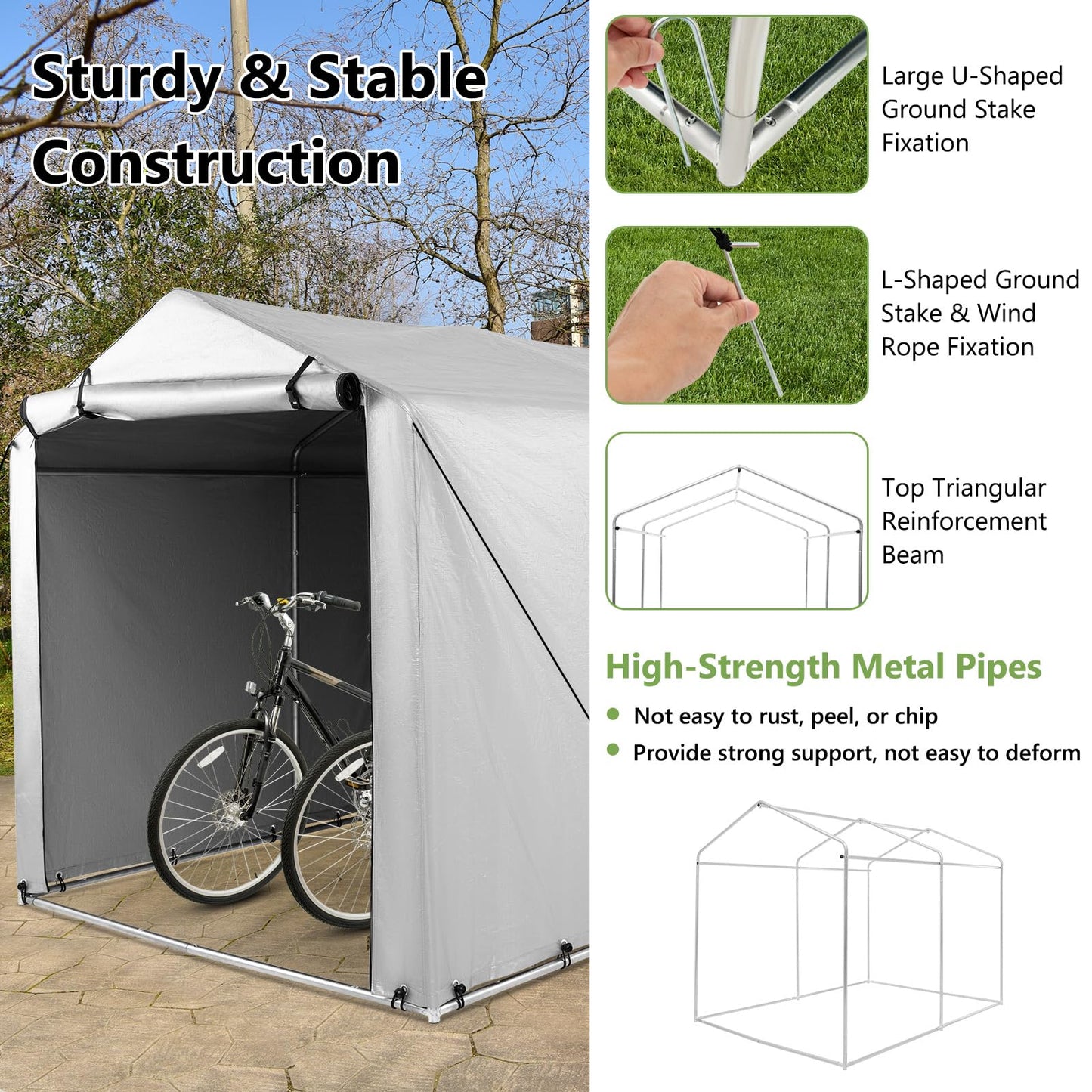 Outdoor Storage Shed Portable Garage Shelter for Bikes
