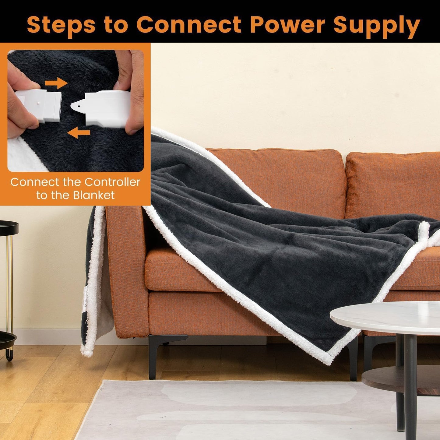 Electric Heated Blanket Throw with 10 Heat Settings