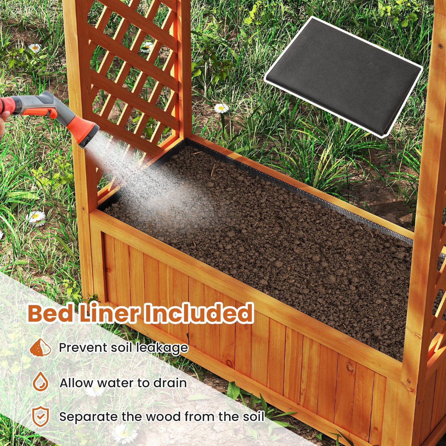 Garden Planter with Arch Trellis for Backyard Balcony